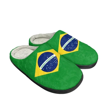 חם מגניב ברזיל דגל אופנה כותנה מותאם אישית נעלי בית Mens Womens סנדלים קטיפתי קליל לשמור נעליים חמים תרמיים נוחים נעל - התמונה 2  