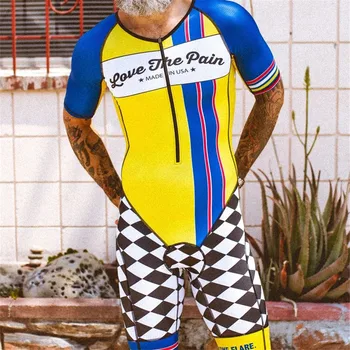 אוהבת את הכאב גברים טריאתלון Trisuit רכיבה על אופניים סרבל סטים Skinsuit Maillot יוקרתי Ciclismo אופניים אופני בגדי רכיבה על אופניים Areo חליפה - התמונה 2  