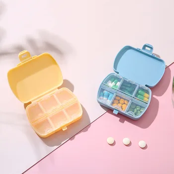 6 Girds הגלולה מקרים מיני תרופות קופסת פלסטיק עמ Caixa Organizadora Pastillero חמוד רפואה תיבת Pilulier Kawaii קופסת גלולות גלולות - התמונה 2  