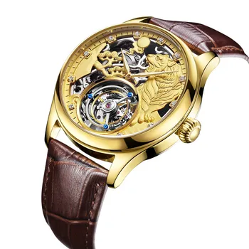 טורבילון שעון GUANQIN המקורי לצפות שלד מכני ספיר Mens שעונים העליון מותג יוקרה שעון גברים Relogio Masculino - התמונה 2  