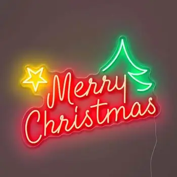 חג שמח ניאון מותאם אישית LED שלטי ניאון אור מסיבה עיצוב הבית קישוטי חג מולד שמח שנה חדשה ניאון אור LED סיני - התמונה 2  