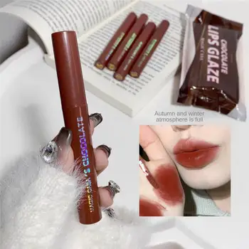 שוקולד השפה זיגוג להגדיר מט קטיפתי ליפ גלוס עמיד לאורך נוזלי שפתון אדום, שפתיים גוון סקסי נשים שפתיים איפור קוסמטיקה - התמונה 2  