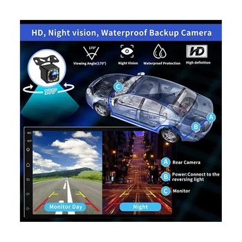 דאבל דין לרכב סטריאו Carplay אנדרואיד אוטומטי, 2+32G 7 אינץ מסך מגע רדיו,Bluetooth,מקלט FM,מצלמה,ראי קישור,GPS - התמונה 2  