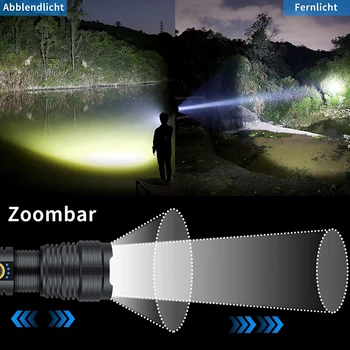 LED לפיד 1500 לומנס,נטענת Zoomable לפיד עם 5 מצבי אור,פנס קטן על מחנאות וטיולים דיג פועל - התמונה 2  