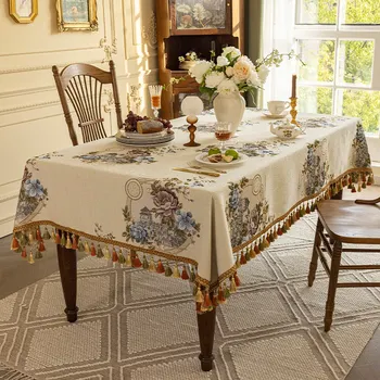 אירופה אקארד כיסוי שולחן מלבן מרובע יוקרה בד שולחן ציצית על המטבח האוכל מסיבת חג מולד קישוט שולחן - התמונה 2  