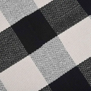 3X כותנה באפלו אריג שטיחים,באפלו לבדוק את השטיח,23.6 אינץ ' X 35.4ס מ,משובץ חיצונית השטיח (שחור לבן במרפסת שטיחים) - התמונה 2  