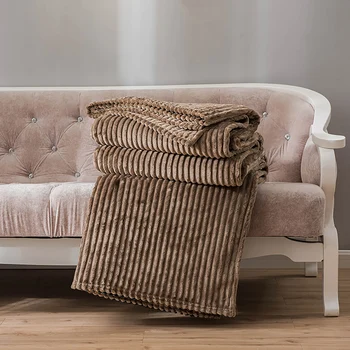 השמיכה החומה מודפס לזרוק שמיכת קטיפה רכות פליז פלנל, שמיכה רכה זורק על הספה הספה למיטה - התמונה 2  