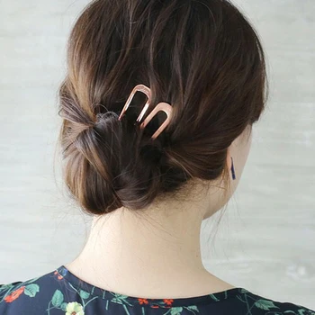 יפן מינימליסטי סגסוגת מתכת קונכיות שיער מקלות על נשים בחורה Hairclip כלים יצרנית הלחמנייה סיכות הכובעים אביזרים לשיער - התמונה 2  
