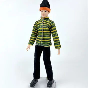 ייחודי סקי בגדים להגדיר עבור קן ילד בובה תלבושות אופנה מעיל מכנסיים מכנסיים שחורים כובע נעליים קן 1/6 בובה אביזרים צעצועים - התמונה 2  