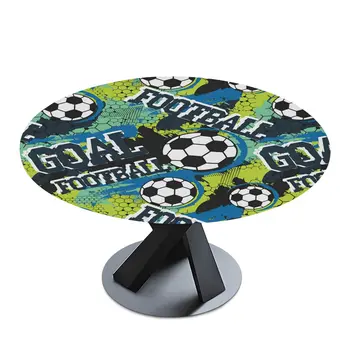 כדורגל כדורגל סיבוב המפה עם גומי מותאם בד שולחן סביב שולחנות עגולים כיסוי שולחן המטבח מסיבת פיקניק העיצוב - התמונה 2  