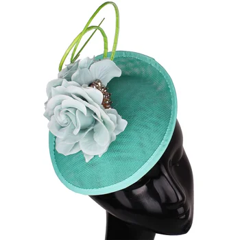 מפואר לבנדר נוצה אביזרי שיער החתונה שיק Fascinator כובע סרט החתונה כובע הכנסייה ראש אופנת הכובעים - התמונה 2  