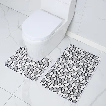 שירותים רגל מזרן כיסוי מושב האסלה 2Pcs סט חדר מקלחת שטיחון הכניסה הביתה סופג אמבטיה עיצוב שטיח אמבטיה נגד החלקה לשטיח. - התמונה 2  