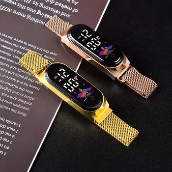 2023 החדשה הובילה נשים לצפות מגנטית רצועת שעון רצועה עמיד למים מגע נשי שעון אופנה דיגיטלי שעוני יד Relogio Feminino - התמונה 2  