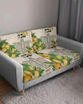 הגולגולת פירות לימון רטרו ספה כרית מושב לכסות את הריהוט מגן למתוח רחיץ נשלף ספה כיסוי אלסטי הכיסויים - התמונה 2  
