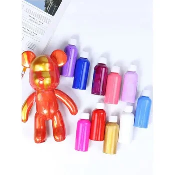 100ML מבריק נוזל דוב צבע אקרילי מתייבש במהירות אקריליק לשפוך 27 צבעים DIY יד ציור של ילדים דגם גבס - התמונה 2  