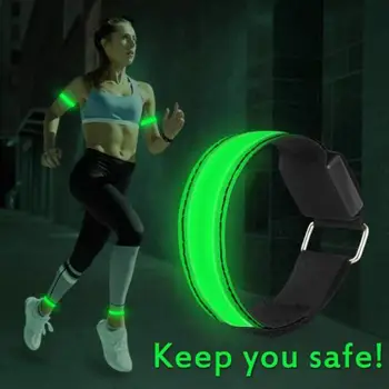 לילה ספורט ריצה רכיבה על אופניים LED מהבהב צמיד USB נטענת בד חיצוני בטיחות היד הרגל אזהרה רצועת יד אור - התמונה 2  