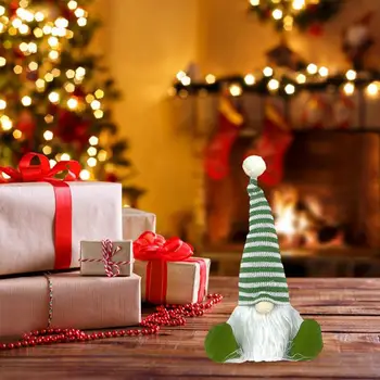 חג המולד פנים לילית בובות ממולאות גמדי חג המולד שדון רודולף צעצוע אדום ירוק לבן כובע סרוג עבור פסטיבל חג המולד גמד הביתה - התמונה 2  