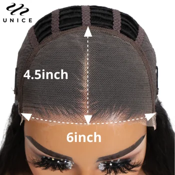 UNice שיער גומייה בצבע טבעי Glueless 6x4.5 טרום לחתוך את פאה תחרה מים גל תחרה סגר פאה לנשים שחורות פאות - התמונה 2  