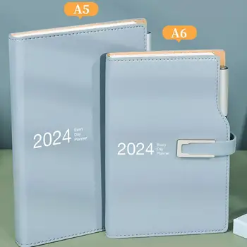 A6/A5 סדר היום 2024 למתכנן כלי כתיבה מחברת פנקס רשימות ארגונית כדור יומן לוח שנה 365 יומי רישומים ביומן הערה הספר - התמונה 2  